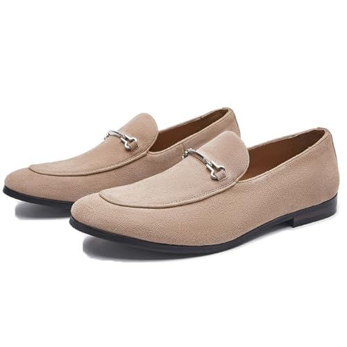 Mocasines formales de hombre en ante con hebilla clásica