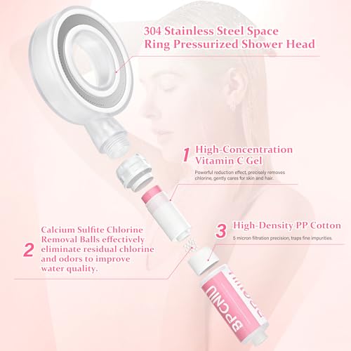 Regadera con aromaterapia y mano libre para ducha: filtro de alta presión para piel y cabello más suaves, filtro para agua dura con fragancia de cedro leñoso (rosa) miniatura 2