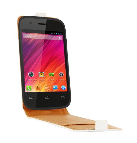 SWISS CHARGER SCP10136W Etui en Cuir véritable pour Wiko Ozzy Blanc