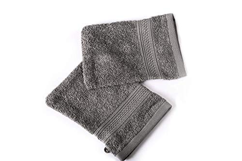 Komfortec Lot de 2 Gants de Toilette, 2 Gants de Toilette, 100 % Coton Doux, éponge, séchage Rapide, 16 x 21 cm, Gris Anthracite Cover