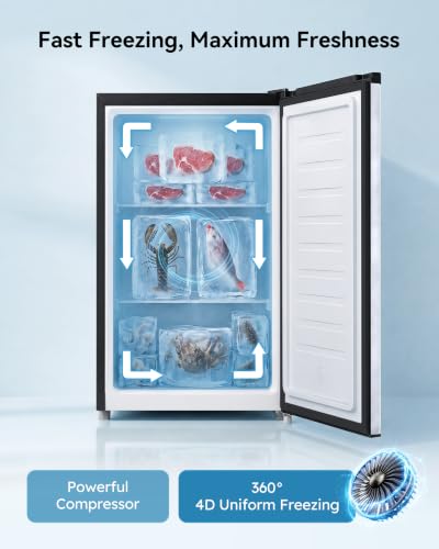 Image of Feelfunn 3.0 Cu.ft Mini Freezer, Small Upright Freezer, Stainless Steel