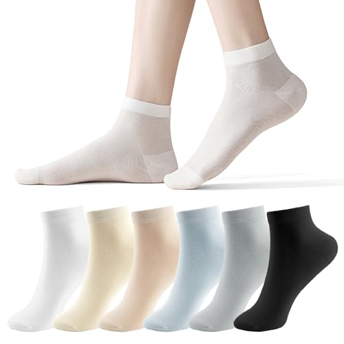 Soleeya 6 Paires Chaussettes Femme Sport 35-38 Thin Socquettes Femmes Respirantes Chaussettes Courtes Fines Femme (FR/ES, Numérique, 38, Taille normale,...