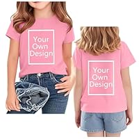 Fille Tee Shirt Personnalisable Tshirt Coton à Manches Courtes Enfant Personnalisable T-Shirts Uni Tee Tops Col Rond Vêtements Haut Décontracté Athlétique Crop Top Chemisiers Rose, 140