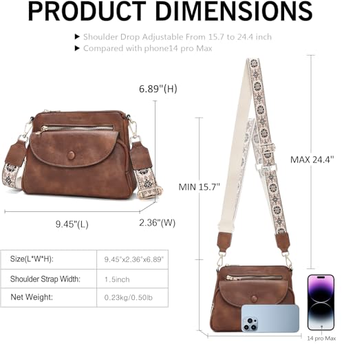 FOXLOVER Crossbody Purses for Women Triple Zip Trendy Vegan Leather Shoulder Purses with Colored Shoulder Strap3