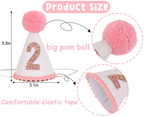 Birthday Hat for Girls - Glitter Birthday Hat with Pink Pom Topper, Birthday Decoration for Girls2