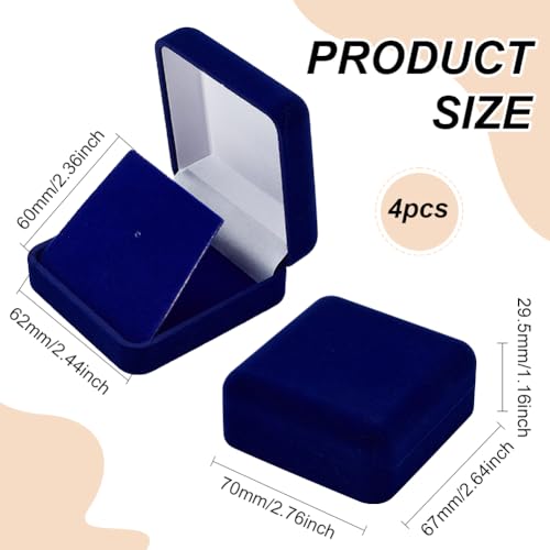 FINGERINSPIRE 4 Pcs Velvet Badge Display Box 7x6.7x2.95cm Midnight Blue Lapel Pin Collection Display Holder Square Brooch Pin Storage Presentation Case for Badges Lapel Pin Coin Storage Display - Image 3