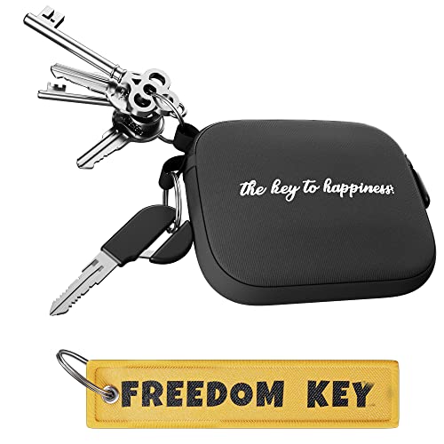 Llavero Moto con 1 Anilla Exterior y 2 Interiores, Accesorios Moto, Accesorios para Moto, Llavero Coche, Llavero para Moto The Key TO Happiness (Cartera Llaves + Llavero Freedom Key) Cover