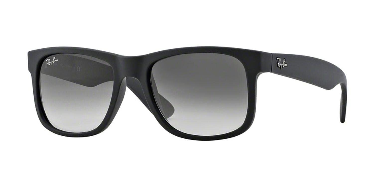 Ray-Ban Occhiali da sole Justin in gomma nera, Moderni RB4165 602488 55