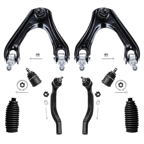 Image of Detroit Axle - Front End 14pc Suspension Kit for Acura CL Honda Accord Odyssey Isuzu Oasis, 4 Upper & Lower Control Arms 2 Lower Ball Joints 2 Sway Bars 4 Outer & Inner Tie Rods 2 Boots Replacement