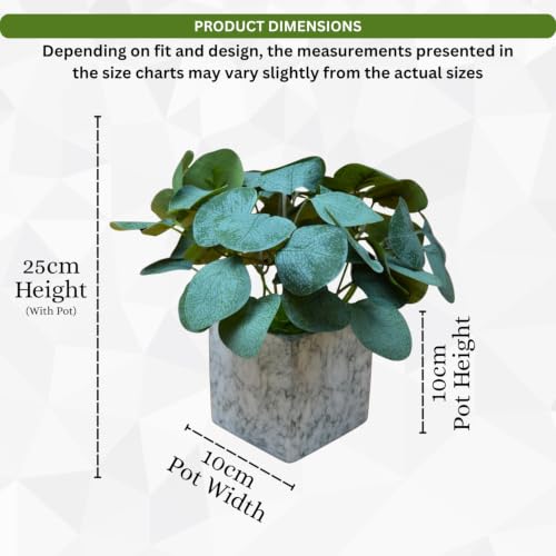 Image of fancymart Artificial Plant with Real-Touch Leaves in Pot, 25 cm, Indoor Tabletop Item for Home Decor, Office, Living Room