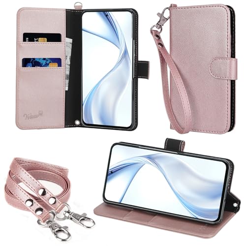 wisers arrows Alpha F-51F M08 ケース 手帳型 スマホケース 対応 (ローズゴールド) ストラップ 2種付き (ハンドストラップ/ネックストラップ) 2025年 新型