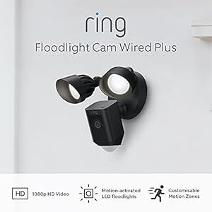 Ring Floodlight Cam Wired Plus by Amazon | Outdoor Security Camera 1080p HD Video, LED Floodlights, Siren, Wifi…