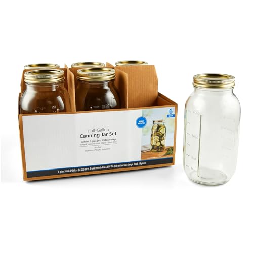 Airtight Glass Wide Mouth Canning Jars 64 oz 6 Count