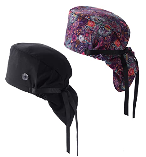 Image of Scrub Caps Women Ponytail - Surgical Caps for Women Long Hair - Nurse Cap - Scrub Hats for Nurses - Bouffant Scrub Cap
