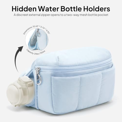 Image of TOPEAST Fanny Pack for Women 3.5L Waist Pack with Water Bottle Holder, Light Blue