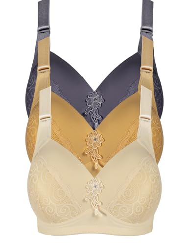 Everyday Bra for Women Lace Full Coverage Compression Bra Unlined Bras Lightly Padded Bras for Women