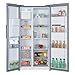 Hoover Free Standing Side By Side Fridge Freezer, 2 Doors, No Frost, E Class, 556L Total Capacity, Water and Ice Non Plumbed Silver 91x70x178cm - HOSS3T918EIXK