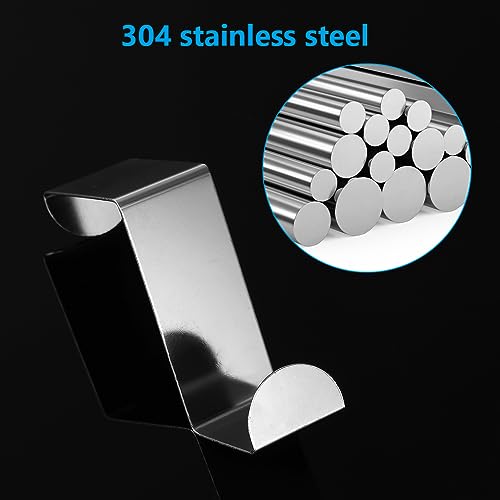 flintronic Over Door Hooks, 8PCS Heavy-Duty Over Door Hanger, Stainless Steel Coat Hooks Wall Mounted for Doors, Bedroom, Bathroom, Wardrobe, Reversible Organizer Rack for Coat, Towel, Bag, Robe - Image 2