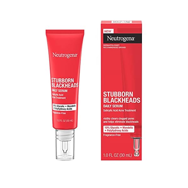 Neutrogena-Stubborn-Blackheads-Daily-Acne-Facial-Serum-with-Salicylic-Glycolic-Polyhydroxy-Mandelic-Acids-Oil-Free-Face-Serum-for-Acne-Prone-Skin-to-Help-Clear-Clogged-Pores-1-fl-oz Neutrogena Stubborn Blackheads Daily Acne Facial Serum with Salicylic, Glycolic, Polyhydroxy & Mandelic Acids, Oil-Free Face Serum for Acne-Prone Skin to Help Clear Clogged Pores, 1 fl. oz