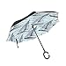 avec poignée en Forme de C Ocean Rayure d'ancre Nautique Vintage Parapluie extérieur Coupe-Vent Inverse Parapluie pour Voiture Patio Parapluie