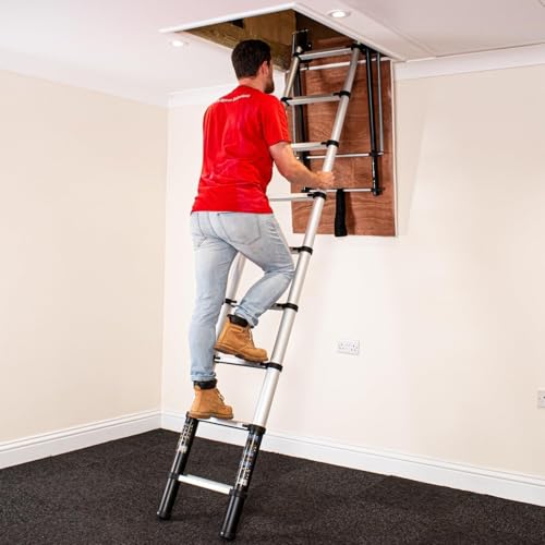 BPS® Escalera telescópica de Lujo para áticos | Carga máxima 150 kg | Diseño Compacto | Certificación EN14975 | Altura del Techo: de 2,3 m a 2,7 m