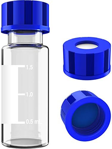 2mL Autosampler Vials, 9-425 HPLC/GC Clear Vials with Screw Cap, 100 Pcs