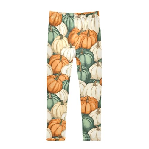Fall Pumpkin Harvest Print Girls Leggings Soft Stretch Workout Yoga Dance Pants for Kids Casual Tights