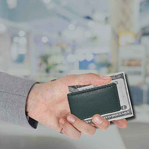 Image of LB LEATHERBOSS Men's New Leather Strong Magnetic Money Clip (Green)