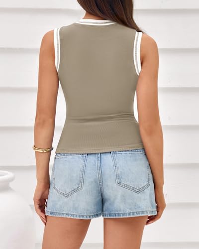 Image of BTFBM High Neck Tank Top for Women Sleeveless Ribbed Y2k Clothes Basic Shirts Going Out Outfits Spring Summer Tops 2026