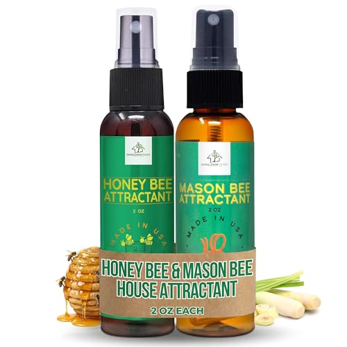 Donaldson Farms Honey & Mason Bee Attractant Spray Bundle – Lemongrass Scent for Bees, Made with Nature-Derived Lemongrass Oil for Garden Pollination, Bee Hives, Flowers, Fruit Trees – 2 oz Each