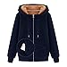 Pianshanzi Veste d'hiver rétro pour femme - Couleur unie - En peluche - Portable - Avec capuche - Zippeer - Coupe-vent - Chaud - Doudoune - Casual - Manteau à capuche - Veste d'hiver, bleu, S
