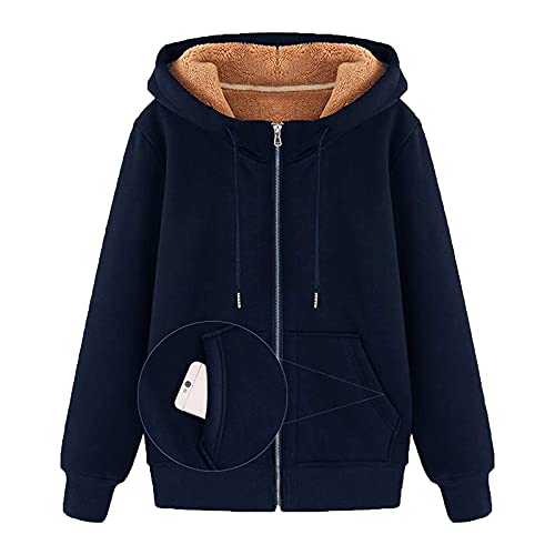 NHNKB Sweatshirt Mit Kapuze Fleece Damen Hoodie Mit Reißverschluss Frauen...
