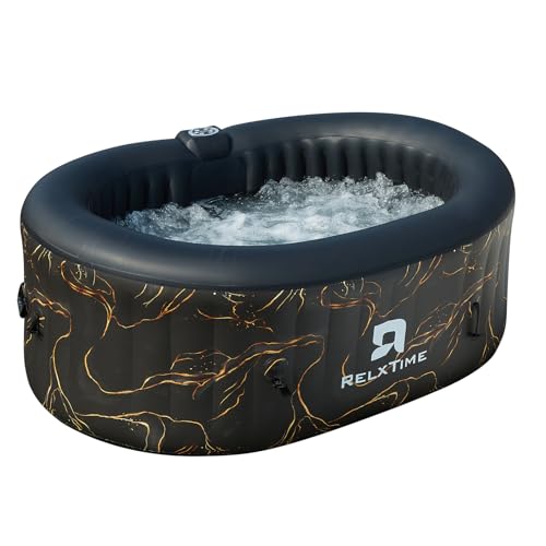 Portable 2 Person Hot Tub Inflatable, Outdoor Blow Up Hottub with Led Light, Energy Efficient Cover,...