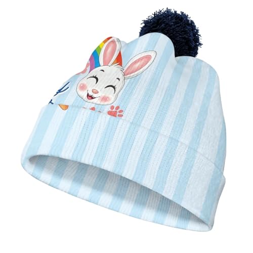 Girls Winter Hat Cute Pink Kids Beanie with Pom Pom Warm Knitted Hat2