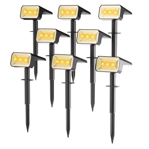 Fabrito 8 Pack Solar Spot Lights Outdoor Waterproof IP67, [108 LEDs, 4 Modes] Dusk to Dawn Spotlights with 1500mAh Battery for All Night, Landscape Lights for Garden, Yard, Tree, Pool, Warm White