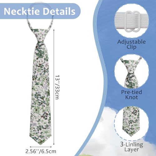 Boys Floral Tie, Solid Cotton Ties for Boys Girls Adjustable Pre-tied Necktie for Kids School Graduation Wedding Party4