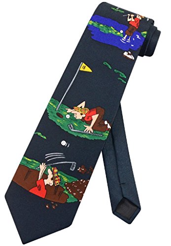 Golf NeckTie Golfer in Action on Golf Course Mens Neck Tie