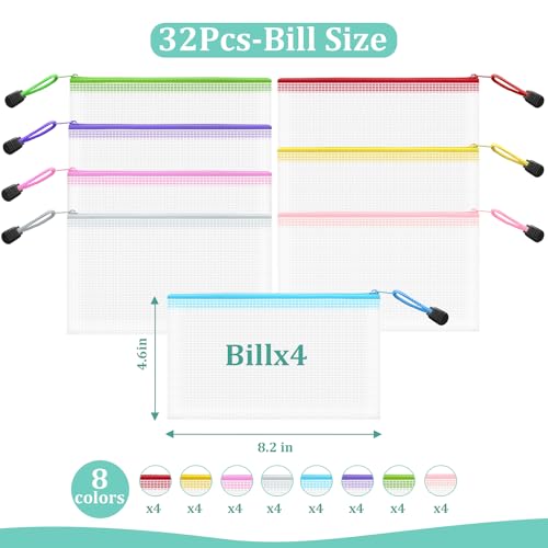 Image of 32pcs Mesh Zipper Pouch Bags Small, 8.2x4.6 Inches Zipper Pencil Bags, 8 Colors Pencil Pouch Bulk, Reusable Pencil Bags for Office Supplies and Travel Storage