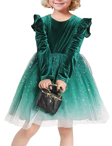 Toddler Baby Girl Christmas Dress for Girls Long Sleeve Girls Velvet Tutu Winter Party Dress2