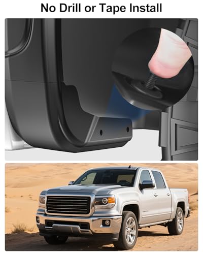 Image of 6PCS Mud Flap Delete for 2019-2025 Chevy Silverado 1500 Accessories Front Rear Truck Mud Flaps Delete No Drilling Mudflaps All Weather Protector Mudguards (Does Not Fit AT4X AEV Models)