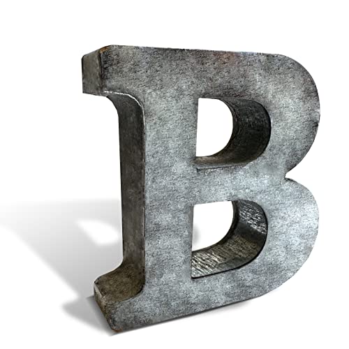 Hline Living Galvanized Metal Letters - 2.5' 3D Metal Letter in Hanging or Freestanding, Rustic Vintage Style Farmhouse Alphabet Decor & Sign for Living Room, Lobby, Kitchen, Door and Wall Decoration