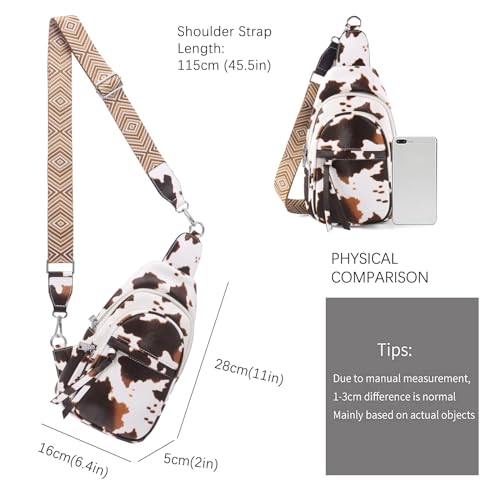 DRIITKO Sling Crossbody Bag for Women Fanny Packs Leather Sling Chest Bag With Guitar Strap3