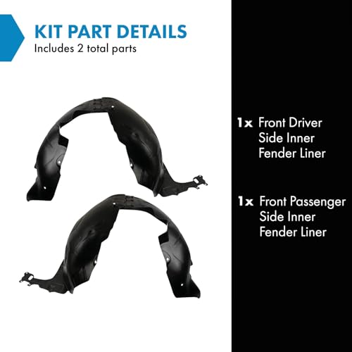 Image of TRQ Front Driver and Passenger Side Inner Fender Liner Set Compatible with 2013-2015 Chevrolet Malibu 2016 Malibu Limited