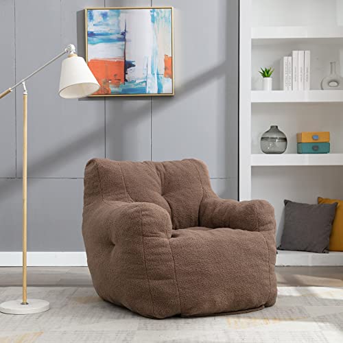 Homtique W527 Bean Bag Chairs, Soft Tufted Foam Bean Bag Chair With Teddy Fabric cover