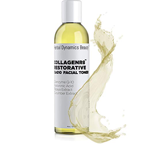 HD Beauty CollagenR8â„¢ Restorative CoQ10 Facial Toner with Hyaluronic Acid, Aloe Vera, Cucumber, Papaya, Chamomile, and Coenzyme Q-10 for Anti-Aging, 4 oz.