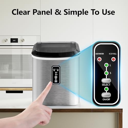 Image of EUHOMY Smart Ice Makers Countertop -26lbs in 24 Hours, 9 Cubes Ready in 8Mins, Self-Cleaning Countertop Ice Maker, Portable Ice Maker with Ice Scoop and Basket, Perfect for Home /Kitchen /Office(Sliver
