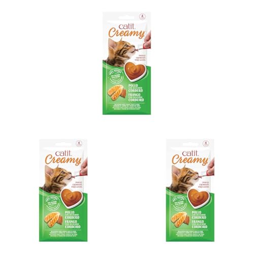 Comida húmeda para Gatos Catit Catit Creamy Pollo y Cordero 4x10g (Paquete de 3)