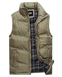 Doudoune Gilet,Homme Couleur Unie Épaissir Veste Manteau Blouson sans Manches Kaki 3XL