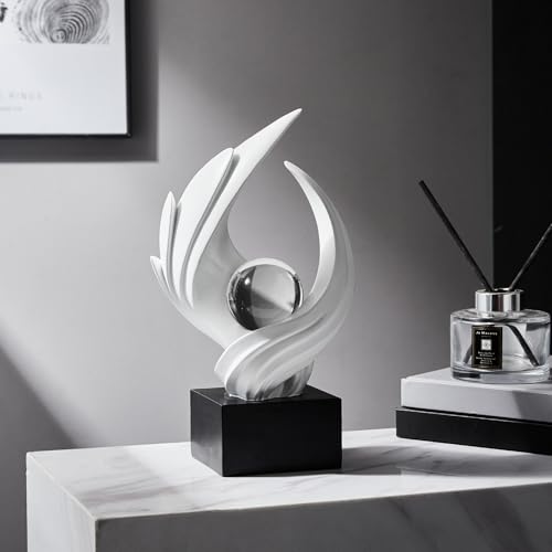 Escultura abstracta decorativa de resina y cristal blanco miniatura 5