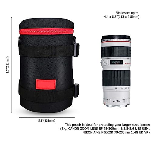 Kiorafoto Thick Camera Lens Pouch Bag Case With Carry Strap For Canon Ef 70-200Mm F4L Usm & Is Ii Usm Nikon Af-S Nikkor 70-200Mm F/4G Ed Vr Af 80-200Mm Lens And Other Lenses Size Below 4.45 X 8.46 #TOP1
